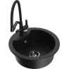 Mexen Diego Granitspüle 1-Kammer mit Küchenarmatur Duo, schwarz - 6512-77-671701-70-B