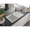Mexen Bruno 1-bowl granite sink with drainer and Duo kitchen tap, white - 6513-20-671701-02