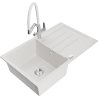 Mexen Bruno fregadero de granito de 1 cubeta con escurridor y grifo de cocina Duo, blanco - 6513-20-671701-02