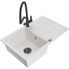 Mexen Bruno fregadero de granito de 1 cubeta con escurridor y grifo de cocina Duo, blanco - 6513-20-671701-70-B