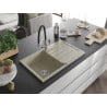Mexen Bruno granite kitchen sink 1-bowl with drainer and Duo kitchen tap, beige - 6513-69-671701-07