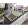 Mexen Bruno lavello in granito a 1 vasca con scolapiatti e miscelatore Duo, beige - 6513-69-671701-07-B