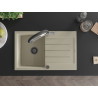 Mexen Bruno granit keuken gootsteen 1-komor met afdruiprek en keukenmengkraan Duo, beige - 6513-69-671701-07-B
