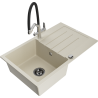 Mexen Bruno fregadero de granito de 1 seno con escurridor y grifo de cocina Duo, beige - 6513-69-671701-07-B
