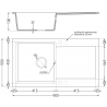 Mexen Leo granieten gootsteen 1-komerig met afdruiprek 900 x 500 mm, wit, sifon chroom - 6501901010-20
