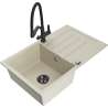 Mexen Bruno 1-bowl granite sink with drainer and Duo kitchen tap, beige - 6513-69-671701-70-B