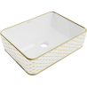Mexen Catia lavabo da appoggio 48 x 37 cm, bianco/oro motivo a griglia - 21314809
