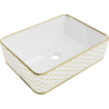 Mexen Catia lavabo sobre encimera 48 x 37 cm, blanco/dorado diseño de cuadrícula - 21314809