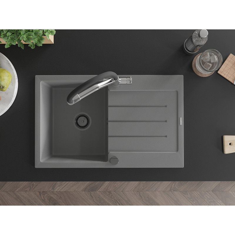 Mexen Bruno 1-Kummer Granit-Spullsteen mat Ofliif a Kichekraan Duo, gro - 6513-71-671701-07-B