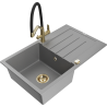 Mexen Bruno fregadero de granito de 1 seno con escurridor y grifo de cocina Duo, gris - 6513-71-671701-57-G