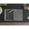 Mexen Bruno granite sink 1-bowl with drainer and Duo kitchen tap, grey - 6513-71-671701-57-B