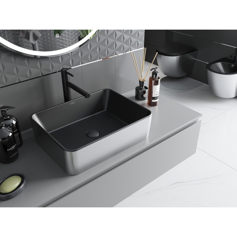 Mexen Catia opbouw wastafel 48 x 37 cm, zwart mat/zilveren - 21314874