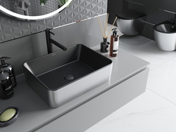 Mexen Catia Aufsatzwaschbecken 48 x 37 cm, schwarz matt/silber - 21314874