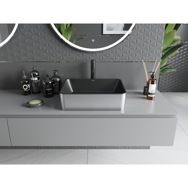 Mexen Catia opbouw wastafel 48 x 37 cm, zwart mat/zilveren - 21314874
