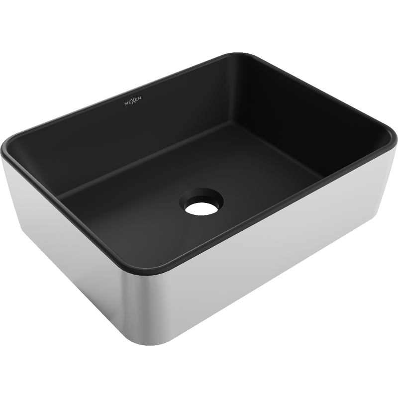 Mexen Catia Aufsatzwaschbecken 48 x 37 cm, schwarz matt/silber - 21314874