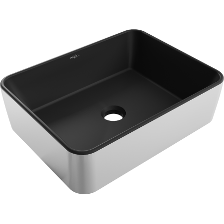 Mexen Catia opbouwwasbak 48 x 37 cm, zwart mat/zilver - 21314874