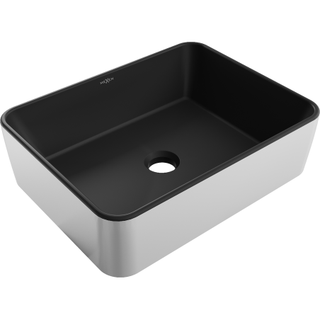 Mexen Catia umywalka nablatowa 48 x 37 cm, czarna mat/srebrna - 21314874