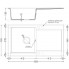 Mexen Leo Granitspüle 1-beckig mit Abtropffläche 900 x 500 mm, grau, Siphon Chrom - 6501901010-71