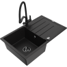 Mexen Bruno fregadero de granito de 1 seno con escurridor y grifo de cocina Duo, negro - 6513-77-671701-70-B
