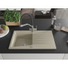 Mexen Cesar 1-komorige granieten gootsteen met afdruiprek en Duo keukenmengkraan, beige - 6514-69-671701-07