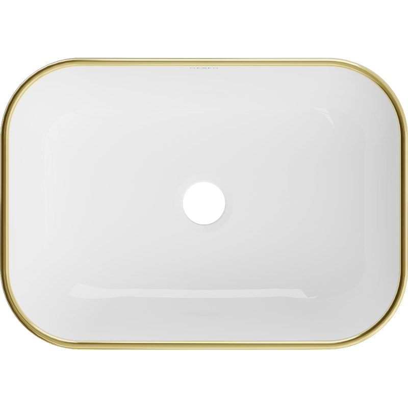 Mexen Rita lavandino da appoggio 45 x 32 cm, bianco/dorato motivo a griglia - 21084509