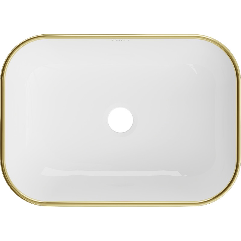 Mexen Rita opzetwastafel 45 x 32 cm, wit/gouden ruitpatroon - 21084509