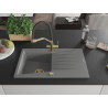 Mexen Cesar fregadero de granito de 1 seno con escurridor y grifo de cocina Duo, gris - 6514-71-671701-57-G