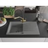 Mexen Cesar granite sink 1-bowl with drainer and kitchen tap Duo, grey - 6514-71-671701-57-B