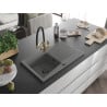 Mexen Cesar granite sink 1-bowl with drainer and kitchen tap Duo, grey - 6514-71-671701-57-B