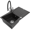 Mexen Cesar granitdiskho med 1 fack med avrinningsyta och köksblandare Duo, svart/silver metallic - 6514-73-671701-07