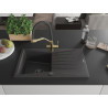 Mexen Cesar fregadero de granito de 1 seno con escurridor y grifo de cocina Duo, negro moteado - 6514-76-671701-57-B