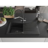 Mexen Cesar fregadero de granito de 1 seno con escurridor y grifo de cocina Duo, negro - 6514-77-671701-07-B