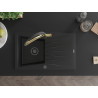Mexen Cesar fregadero de granito de 1 seno con escurridor y grifo de cocina Duo, negro - 6514-77-671701-57-B