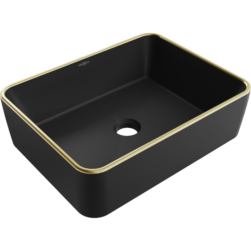 Mexen Catia countertop basin 48 x 37 cm, black matte/gold rim - 21314875