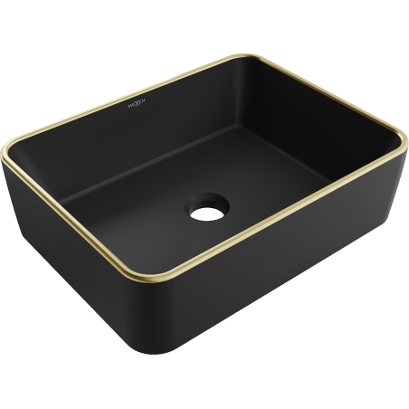 Mexen Catia lavabo à poser 48 x 37 cm, noir mat/bord doré - 21314875