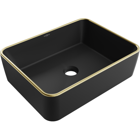 Mexen Catia lavabo sobre encimera 48 x 37 cm, negro mate/borde dorado - 21314875