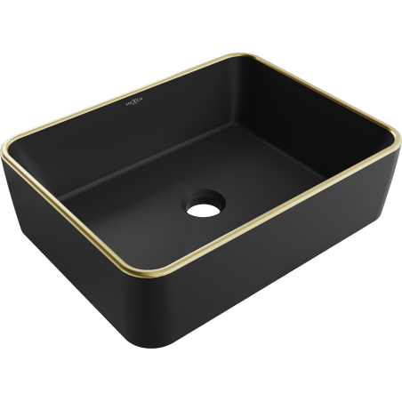Mexen Catia umywalka nablatowa 48 x 37 cm, czarna mat/złota rant - 21314875