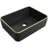 Mexen Catia countertop sink 48 x 37 cm, black matte/gold rim - 21314875