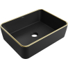 Mexen Catia opbouwwastafel 48 x 37 cm, matzwart/gouden rand - 21314875