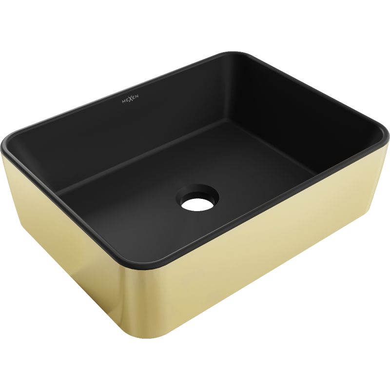 Mexen Catia Aufsatzwaschbecken 48 x 37 cm, schwarz matt/gold - 21314876
