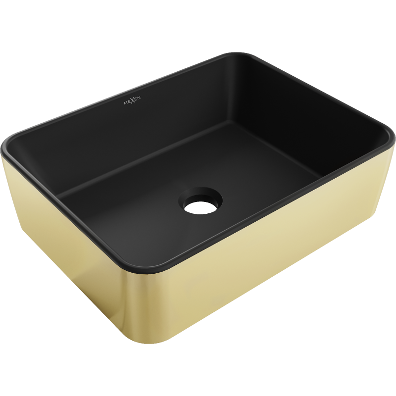 Mexen Catia lavabo da appoggio 48 x 37 cm, nero opaco/oro - 21314876