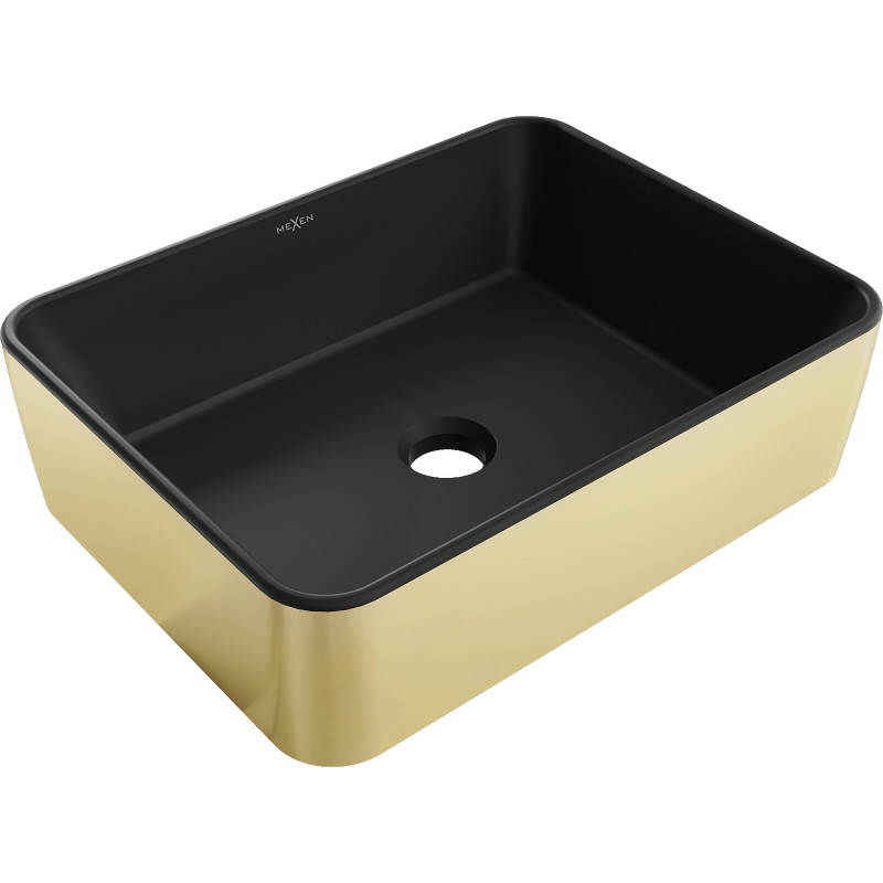 Mexen Catia opbouw waskom 48 x 37 cm, zwart mat/goud - 21314876