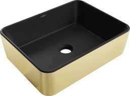 Mexen Catia lavatório de bancada 48 x 37 cm, preto mate/dourado - 21314876