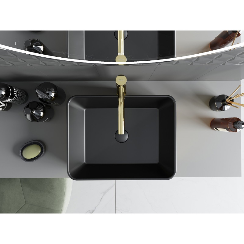 Mexen Catia opbouwwastafel 48 x 37 cm, zwart mat/goud - 21314876