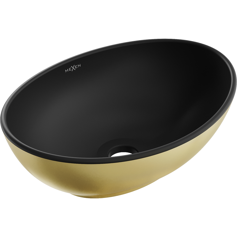 Mexen Elza lavatório de bancada 40 x 33 cm, preto mate/dourado - 21014026