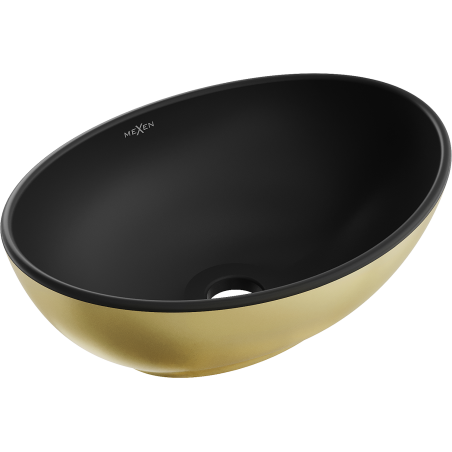 Mexen Elza Aufsatzwaschbecken 40 x 33 cm, schwarz matt/gold - 21014026