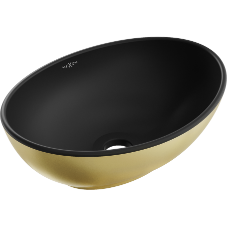 Mexen Elza lavabo sobre encimera 40 x 33 cm, negro mate/dorado - 21014026