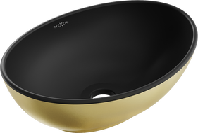 Mexen Elza lavabo da appoggio 40 x 33 cm, nero opaco/oro - 21014026