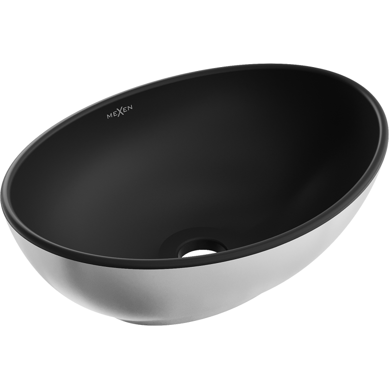 Mexen Elza lavabo da appoggio 40 x 33 cm, nero opaco/argento - 21014024