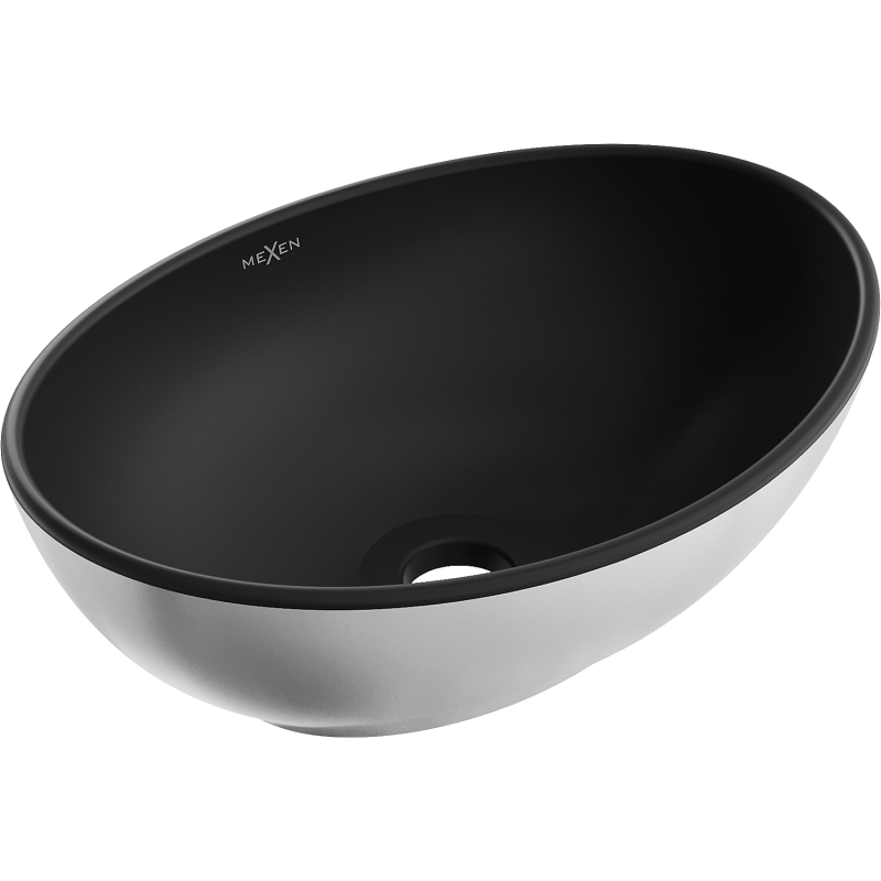 Mexen Elza lavabo de bancada 40 x 33 cm, preto mate/prata - 21014024